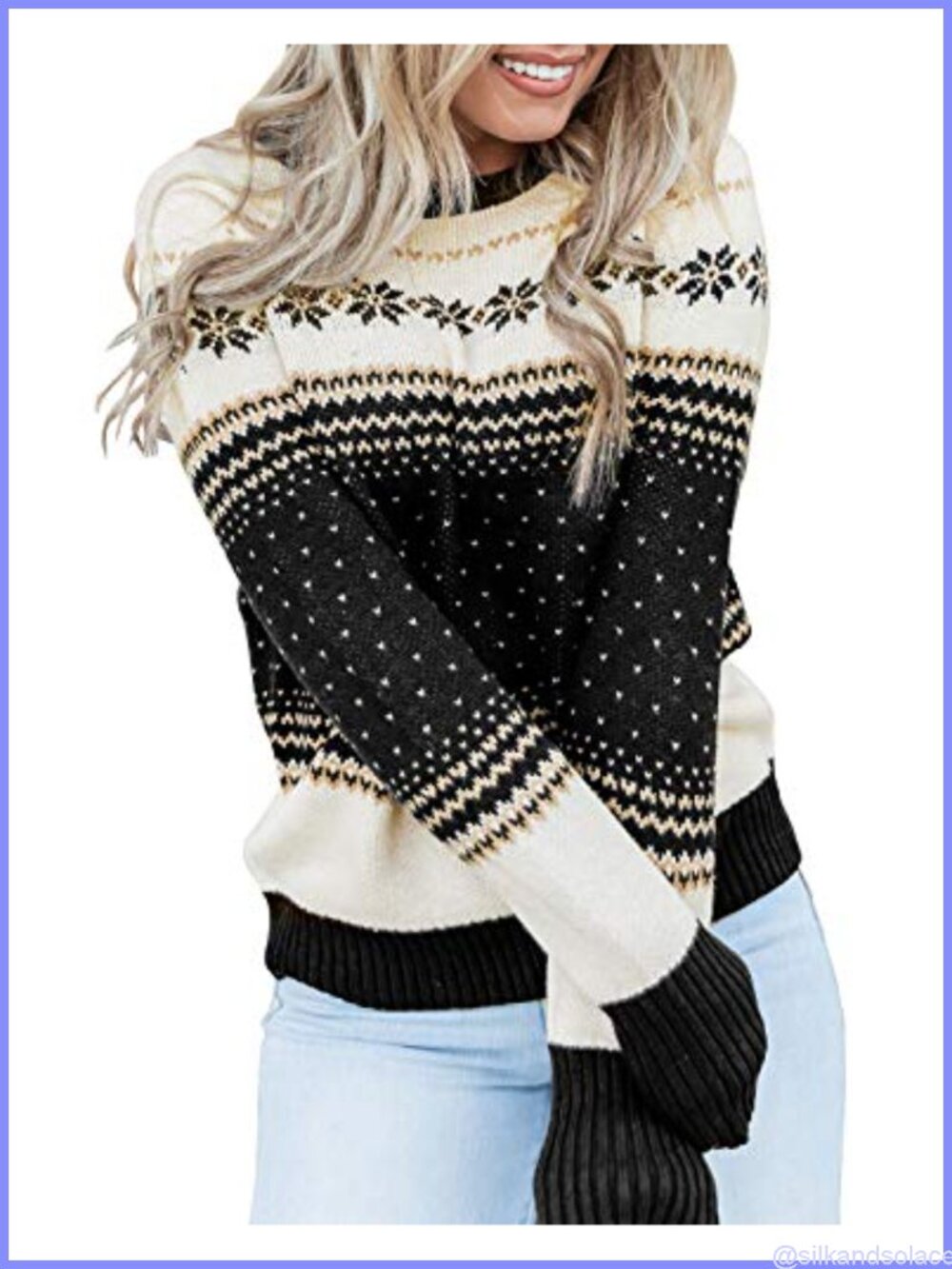 Christmas Crewneck Pullover Sweater Reindeer Tree Snowflake Women Holiday